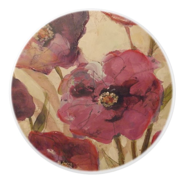Poppies Kitchen Bedroom Ceramic Knob (Front)