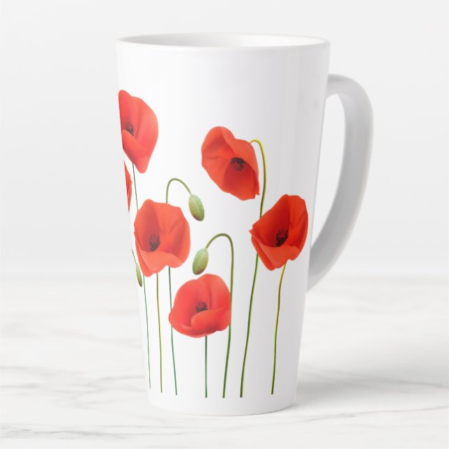 Poppies Latte Mug (Right Angle)