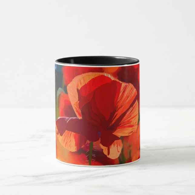 poppies - oil painting mug (Center)