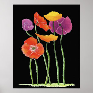 Poppies on Black Print