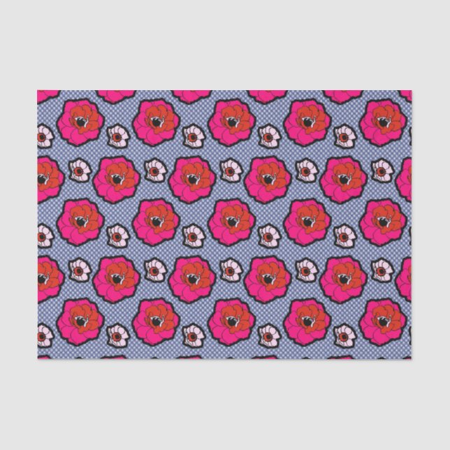 Poppies On Blue Tissue Paper (Front)