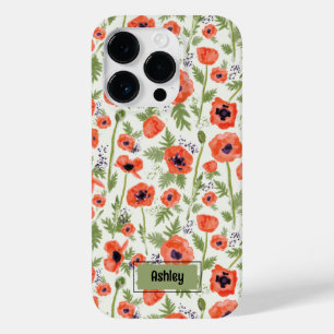 Poppies Orange Floral Pattern Case-Mate iPhone 14 Pro Case