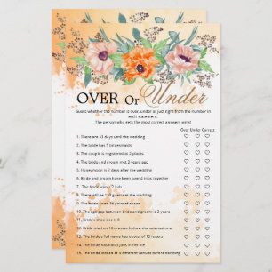 Poppies over or under bridal shower game