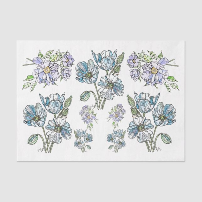 Poppies & Peonies - Decoupage Tissue Paper (Front)