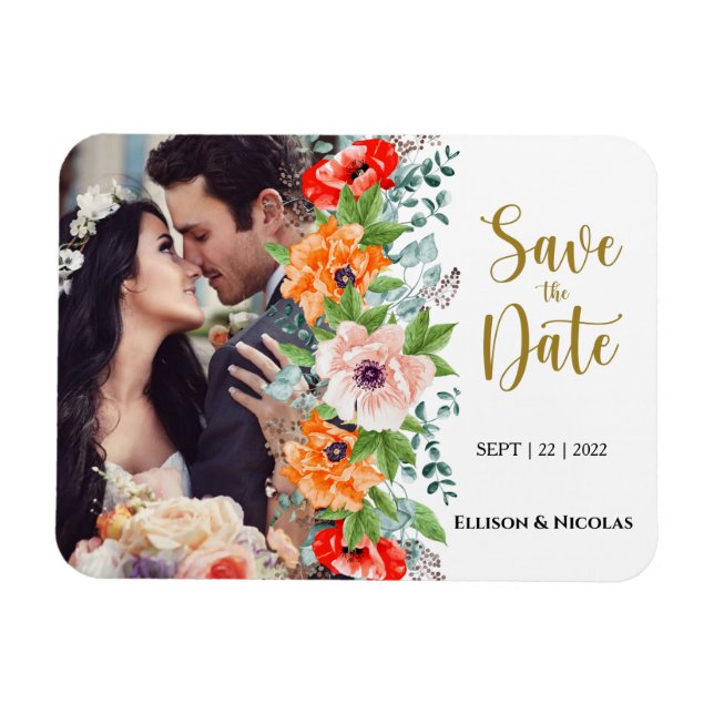 Poppies Photo Wedding Save the Date Magnet (Horizontal)