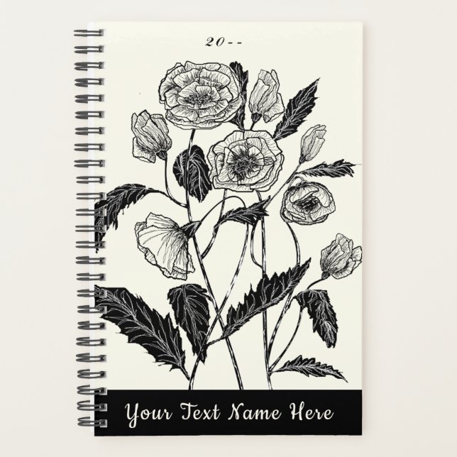 Poppies Planner Custom Colour and Text Year (Front)
