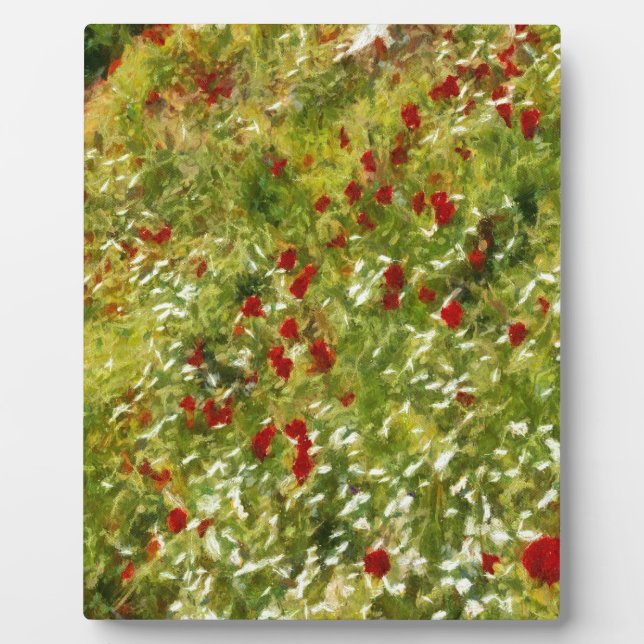 Poppies Pointillism Style Abstract Art Plaque (Front)