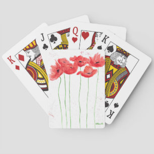 Poppies poppy floral watercolor nature pretty playing cards