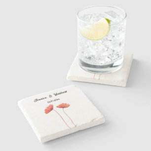 Poppies Poppy Red floral Watercolor Weddings Stone Coaster
