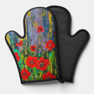 Poppies Pot Holder Oven Mitt
