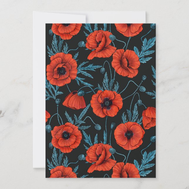 Poppies, red and blue on black (Front)