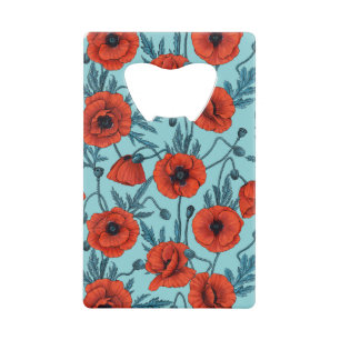 Poppies, red and blue on pool blue