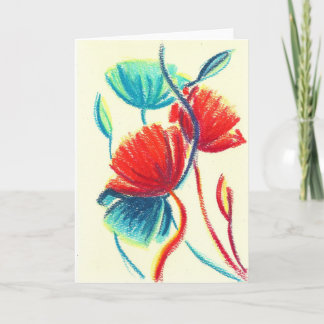 Poppies Red Blue Greeting Card