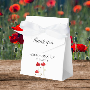 Poppies Red Floral Elegant Modern Wedding Favour Box
