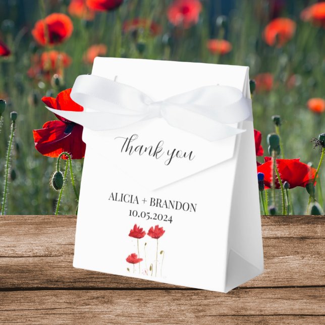 Poppies Red Floral Elegant Modern Wedding Favour Box (Creator Uploaded)
