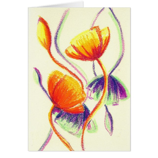 Poppies Red Orange Purple Green Colour Card (Front)
