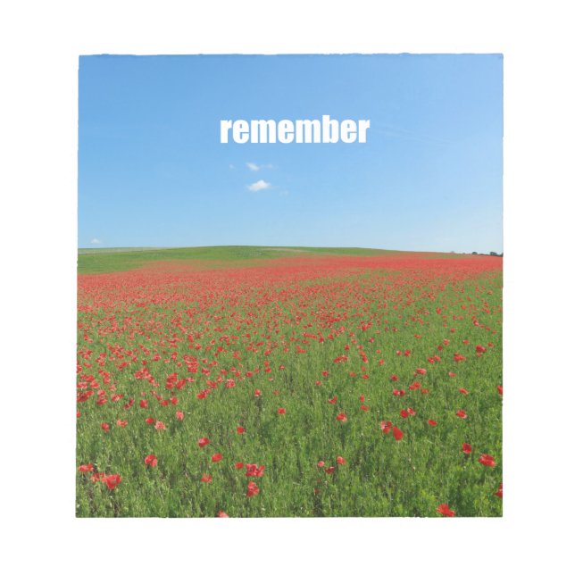 Poppies remember notepad (Front)