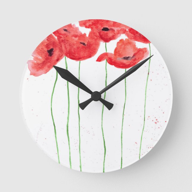 Poppies Round Clock (Front)