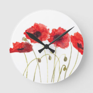 Poppies Round Clock