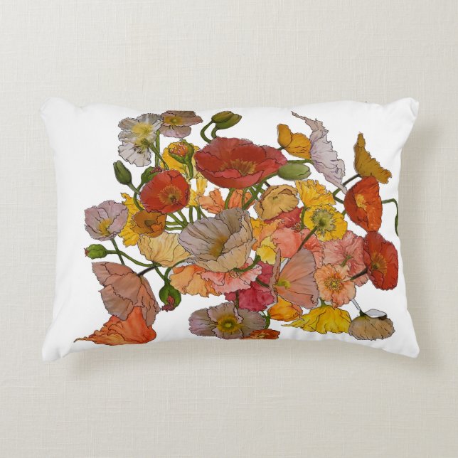 poppies round pillow (Front)