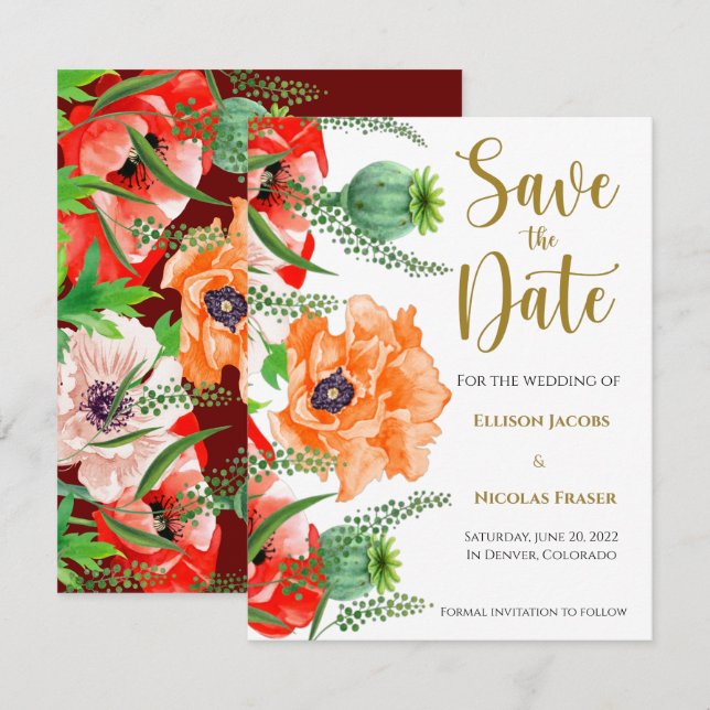 Poppies save the date (Front/Back)