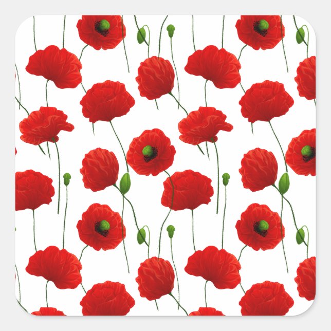 Poppies Square Sticker (Front)
