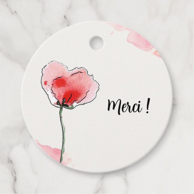 Poppies stickers favour tags (Front)