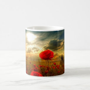 Poppies sunset mug
