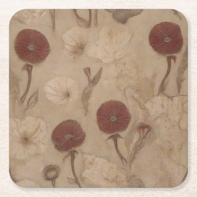 poppies symbolizing the decline of civilization square paper coaster (Front)