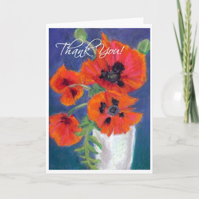 'Poppies' Thank You Card (Front)