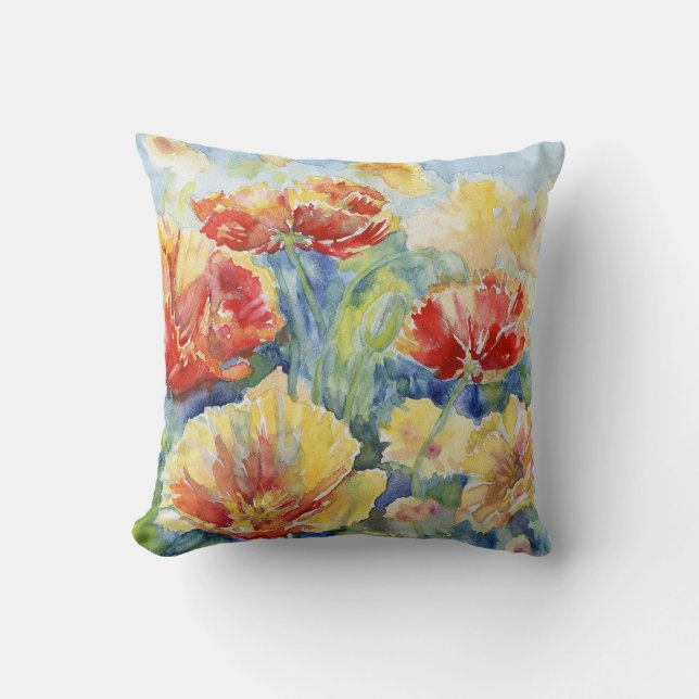 Poppies VII Throw Pillow (Front)
