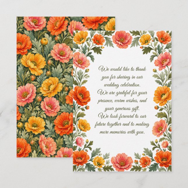 Poppies Wedding Card (Front/Back)