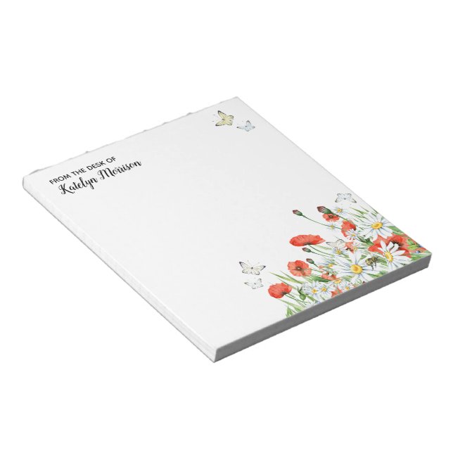 Poppies, Wildflowers, and Butterflies Floral Notepad (Angled)