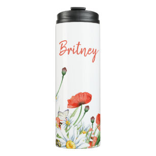 Poppies, Wildflowers, and Butterflies Floral Thermal Tumbler