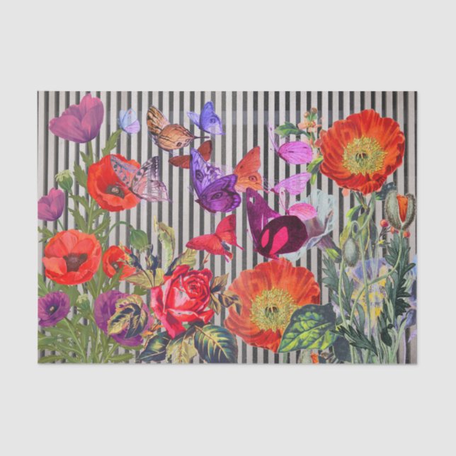 POPPIES WITH BLACK STRIPES Tissue Paper (Front)