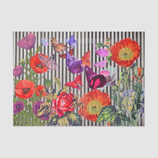 POPPIES WITH BLACK STRIPES Tissue Paper (Front)
