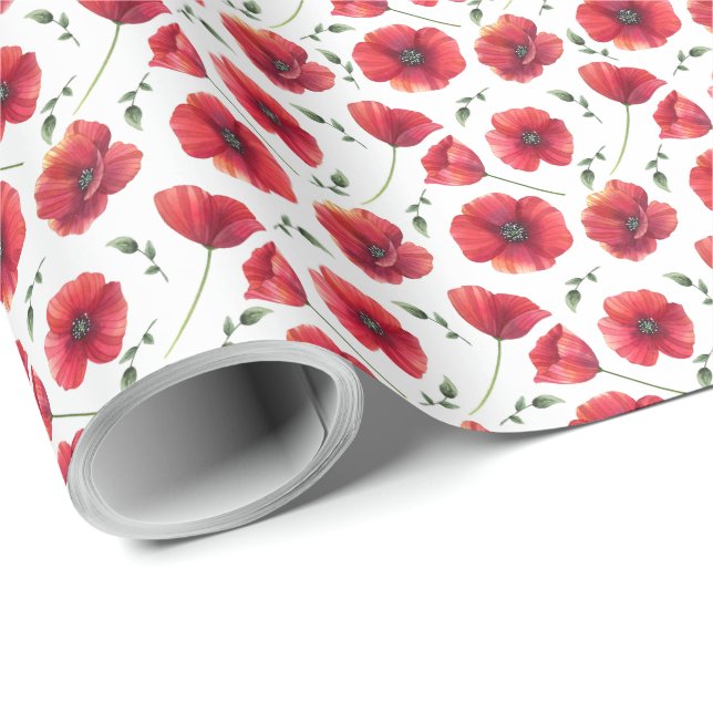 Poppies Wrapping Paper (Roll Corner)