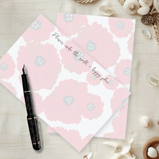 Poppies Writing Paper With Edge Text