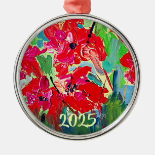 Poppies Year Metal Ornament