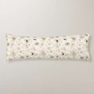 Poppies Yellow Gold Grey Blue Watercolor Body Cushion