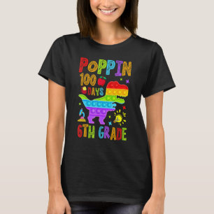 Poppin 100 Days 6th Grade Primary School Dino Kid  T-Shirt