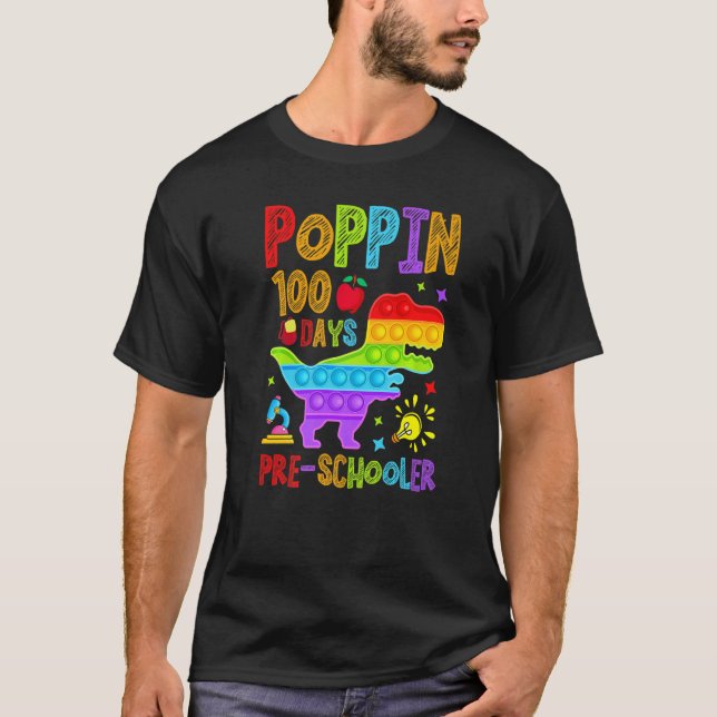 Poppin 100 Days Preschool Nursery School Dino T-Re T-Shirt (Front)