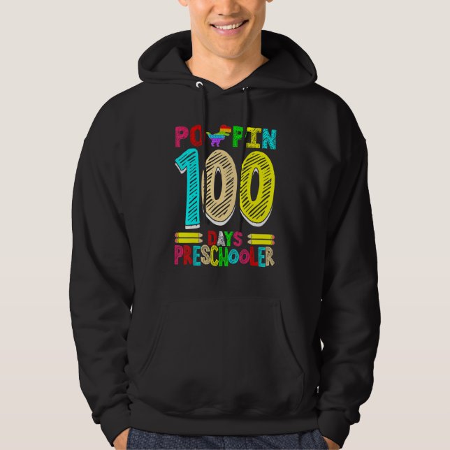 Poppin 100 Days Preschooler Dinosaur Nursery Schoo Hoodie (Front)