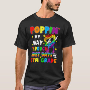 Poppin 1st Day Of 5th Grade Pop It Fidget Toy Back T-Shirt