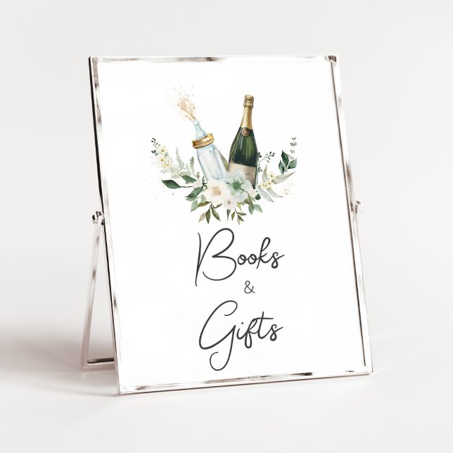 Poppin' Baby Bottles Baby Shower Books and Gifts Poster (Poppin' Bottles Baby Shower Books and Gifts Sign)