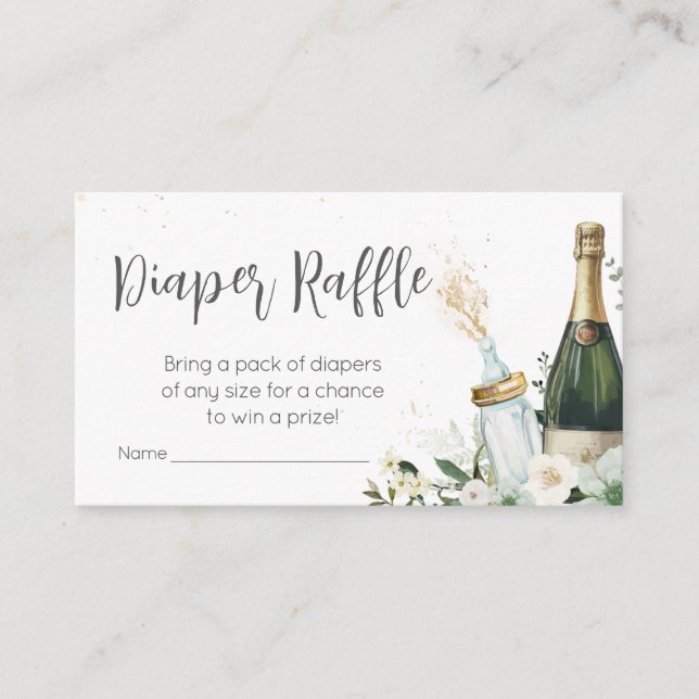Poppin' Baby Bottles Baby Shower Diaper Raffle Enclosure Card (Front)