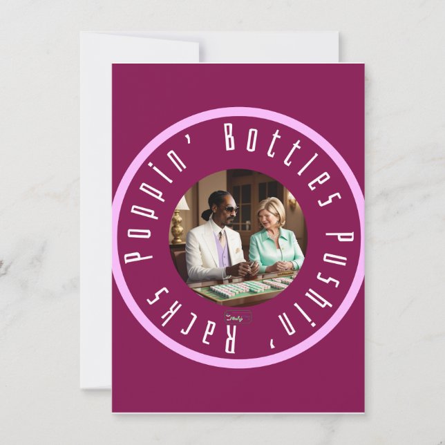 Poppin Bottles and Pushin Racks Mahj Martha& Snoop Holiday Card (Front)