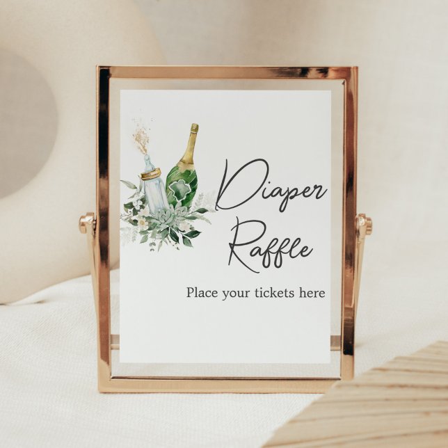 Poppin' Bottles Baby Shower Diaper Raffle Poster (Poppin' Baby Bottles Baby Shower Diaper Raffle Sign)