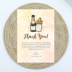 Poppin Bottles Baby Shower Modern Thank you Card