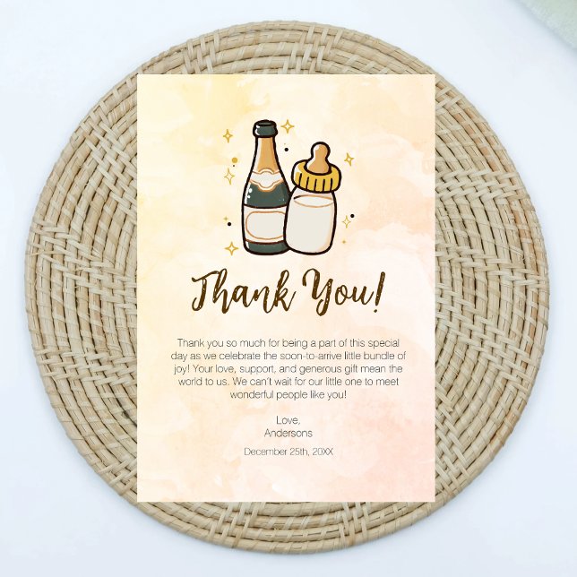 Poppin Bottles Baby Shower Modern Thank you Card (Creator Uploaded)